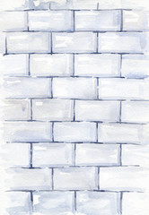 Fototapeta premium Ceramic tile wall fragment – watercolor hand painted illustration. Modern kitchen design. Hand made texture.