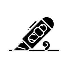 Pensil eraser black icon, concept illustration, vector flat symbol, glyph sign.