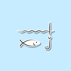 Fishing sticker icon. Simple thin line, outline vector of travel icons for ui and ux, website or mobile application