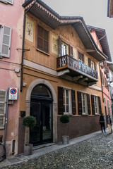 Historical center of Cannobio with colored house