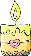 Single candle. drawing in a vector by hand. To design greeting cards for Easter, things, cover, decoupage.