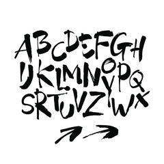 Vector Acrylic Brush Style Hand Drawn Alphabet Font. Calligraphy alphabet on a white background. Ink hand lettering.