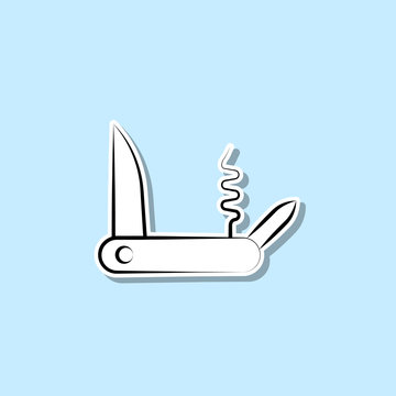 recommend clip art: Pocketknife sticker icon. Simple thin line, outline vector of travel icons for ui and ux, website or mobile application