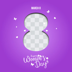 8 March Greeting card. International Happy Women's Day. Trendy Design Template. Vector illustration