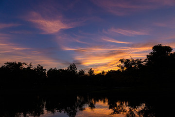 Obraz premium Siluate landscap and twlight in park