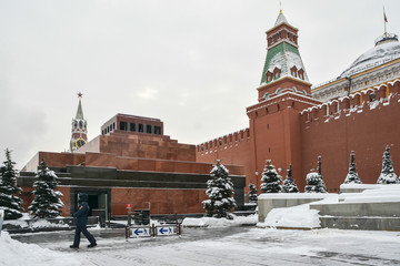Lenin's Mausoleum on Red Square in Moscow.