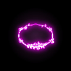 Beautiful round frame with wildflowers neon icon. Simple thin line, outline vector of flower circle neon icons for ui and ux, website or mobile application