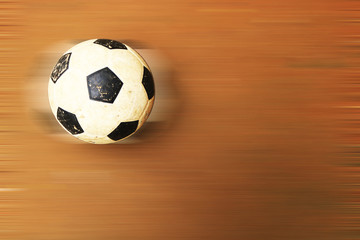 Running, playing fast football, soccer ball motion image background