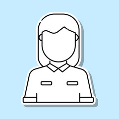 Woman / female avatar sticker icon. Simple thin line, outline vector of avatar icons for ui and ux, website or mobile application