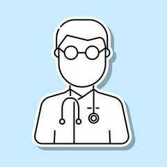 Doctor avatar sticker icon. Simple thin line, outline vector of avatar icons for ui and ux, website or mobile application