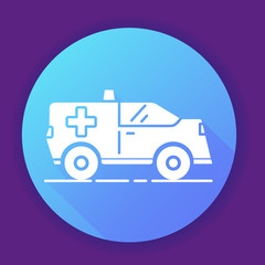 Ambulance car icon. Flat vector illustration. 