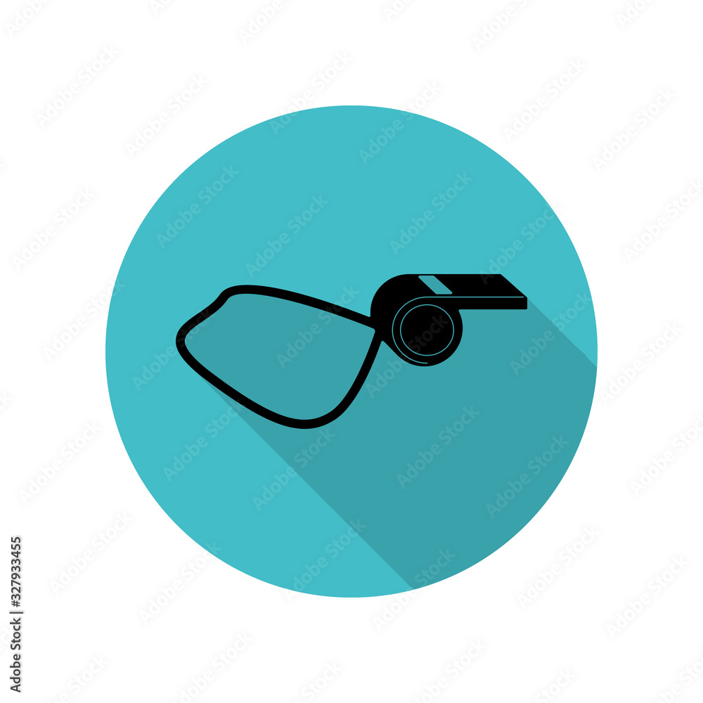 Poster whistle long shadow icon. simple glyph, flat vector of arrow icons for ui and ux, website or mobile 