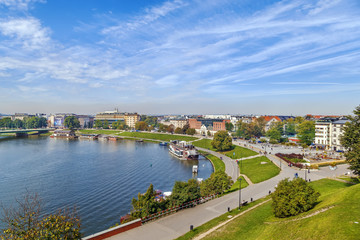 Fototapeta na wymiar Vistula river in Krakow, Poland