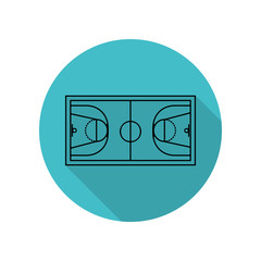 Basketball field long shadow icon. Simple glyph, flat vector of arrow icons for ui and ux, website or mobile application