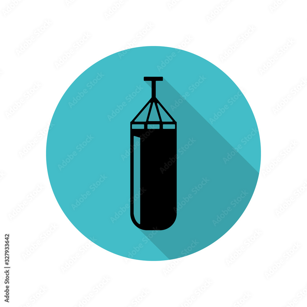 Poster punching bag long shadow icon. simple glyph, flat vector of arrow icons for ui and ux, website or mo