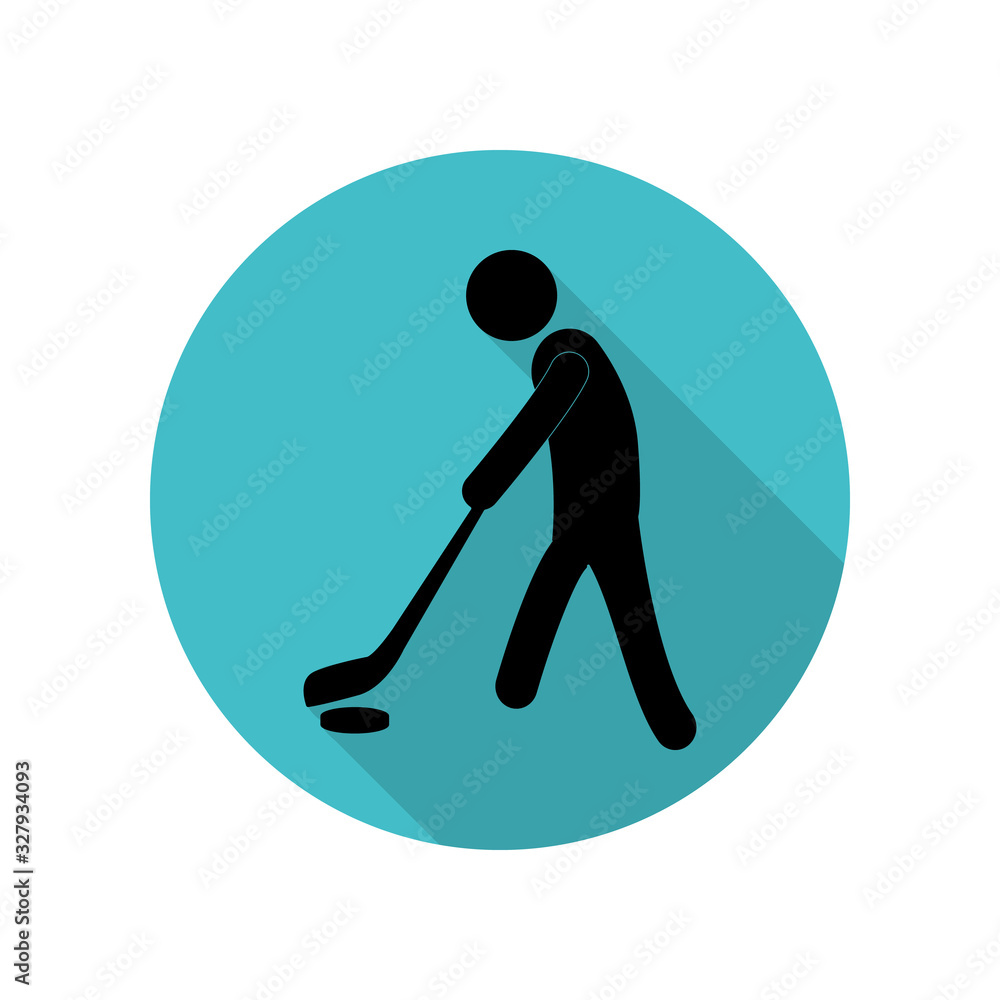 Poster ice hockey player long shadow icon. simple glyph, flat vector of arrow icons for ui and ux, website 