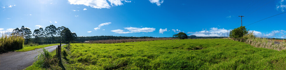 Fototapeta na wymiar Panoramic view of a landscape in north east Big Island Hawaii