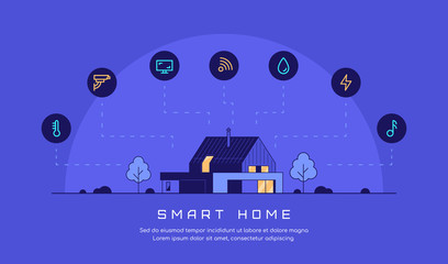 Smart house concept, Flat style banner design.