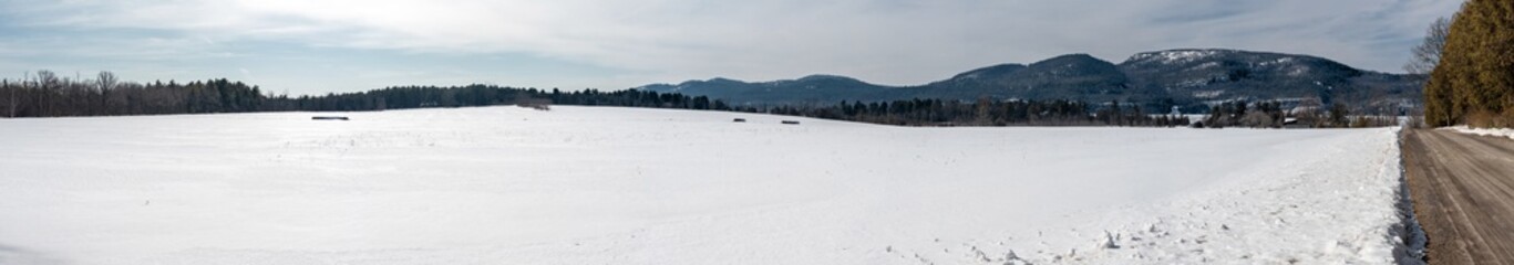Panoramic view of a winter scene in up north state New-York