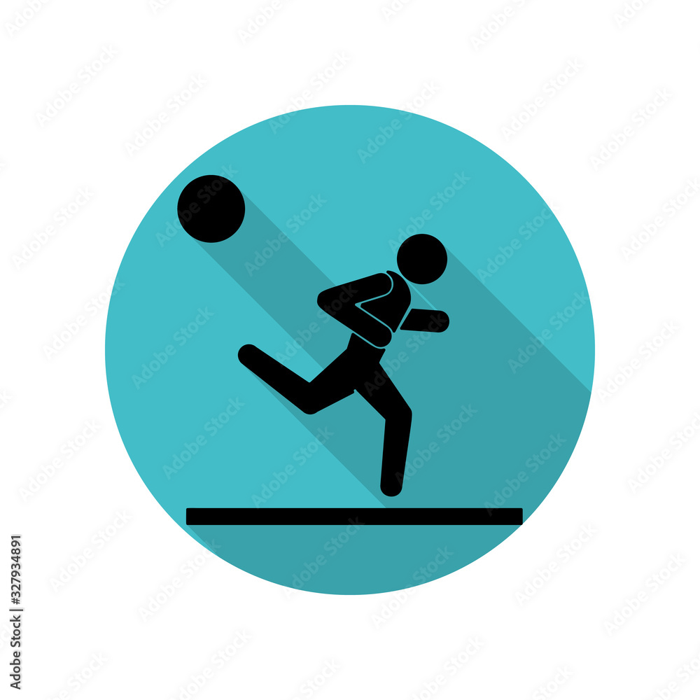 Poster running man long shadow icon. simple glyph, flat vector of arrow icons for ui and ux, website or mob