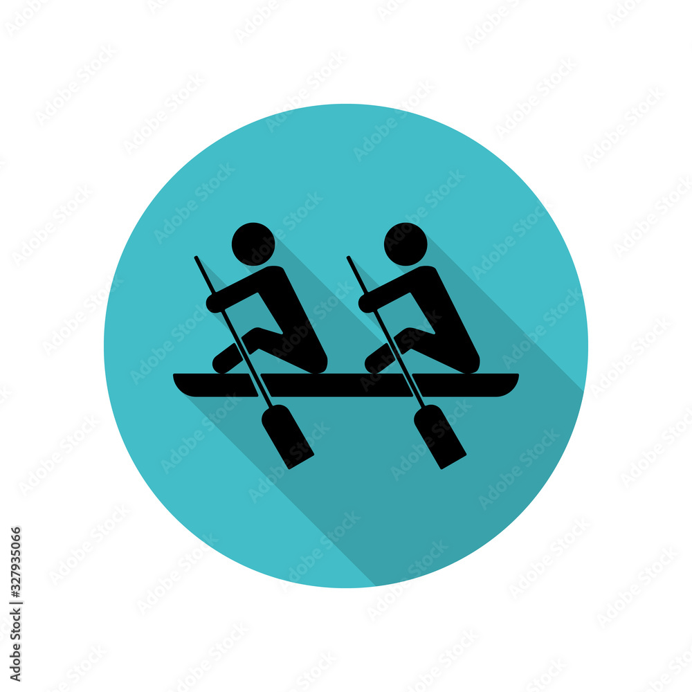 Poster rowing long shadow icon. simple glyph, flat vector of arrow icons for ui and ux, website or mobile a