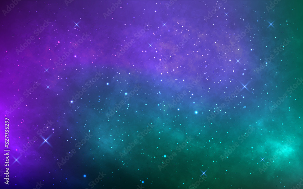 Wall mural space background with stardust and shining stars. colorful cosmos with realistic galaxy and nebula. 