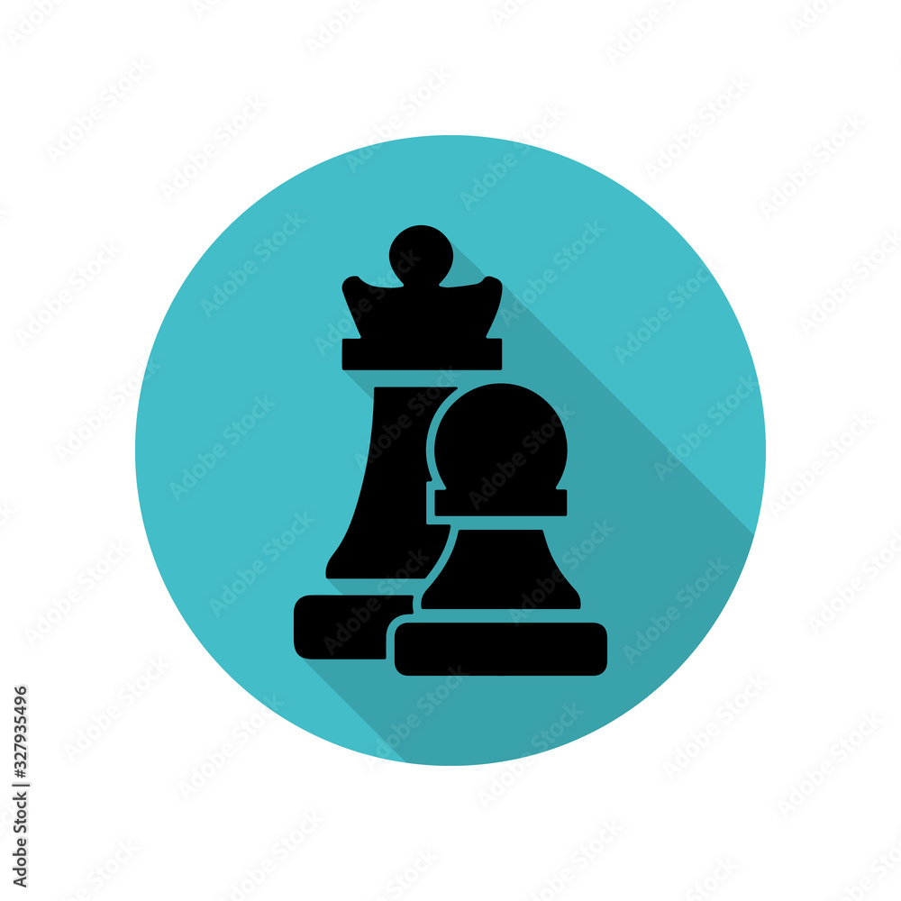 Poster chess figures silhouettes long shadow icon. simple glyph, flat vector of arrow icons for ui and ux, 