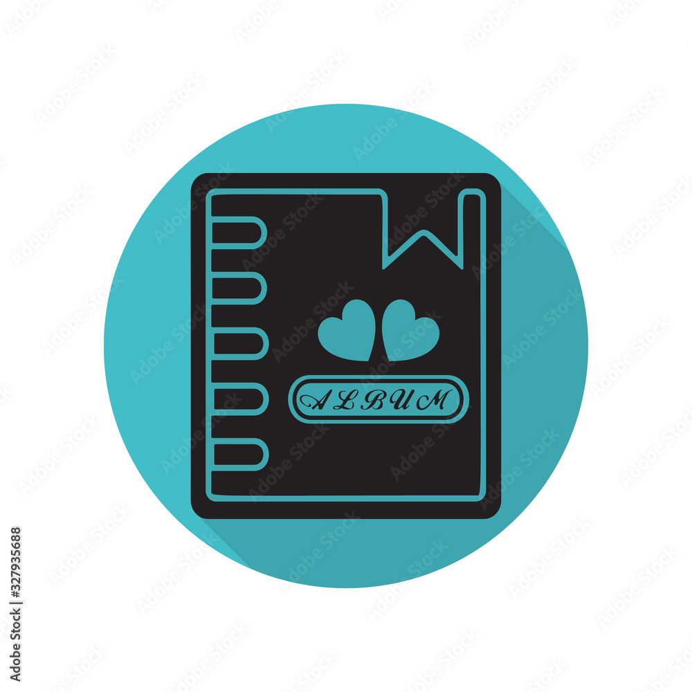 Poster notebook of lovers long shadow icon. simple glyph, flat vector of arrow icons for ui and ux, website