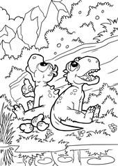Naklejka premium Coloring book for children with a dinosaur