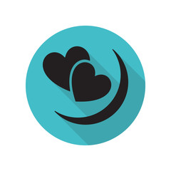 Two hearts long shadow icon. Simple glyph, flat vector of arrow icons for ui and ux, website or mobile application