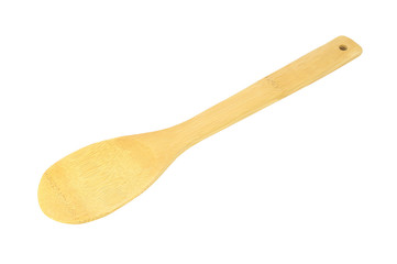 Bamboo cooking spatula isolated on white background