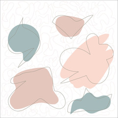 Abstract  милые doodle scandinavian style Art Print Abstract, Liquid Shapes, пастельные тона background with lines and geometric shapes. Vector illustration hand drawn