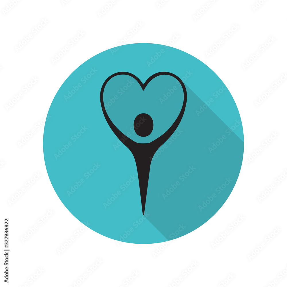Poster man holds the heart long shadow icon. simple glyph, flat vector of arrow icons for ui and ux, websit