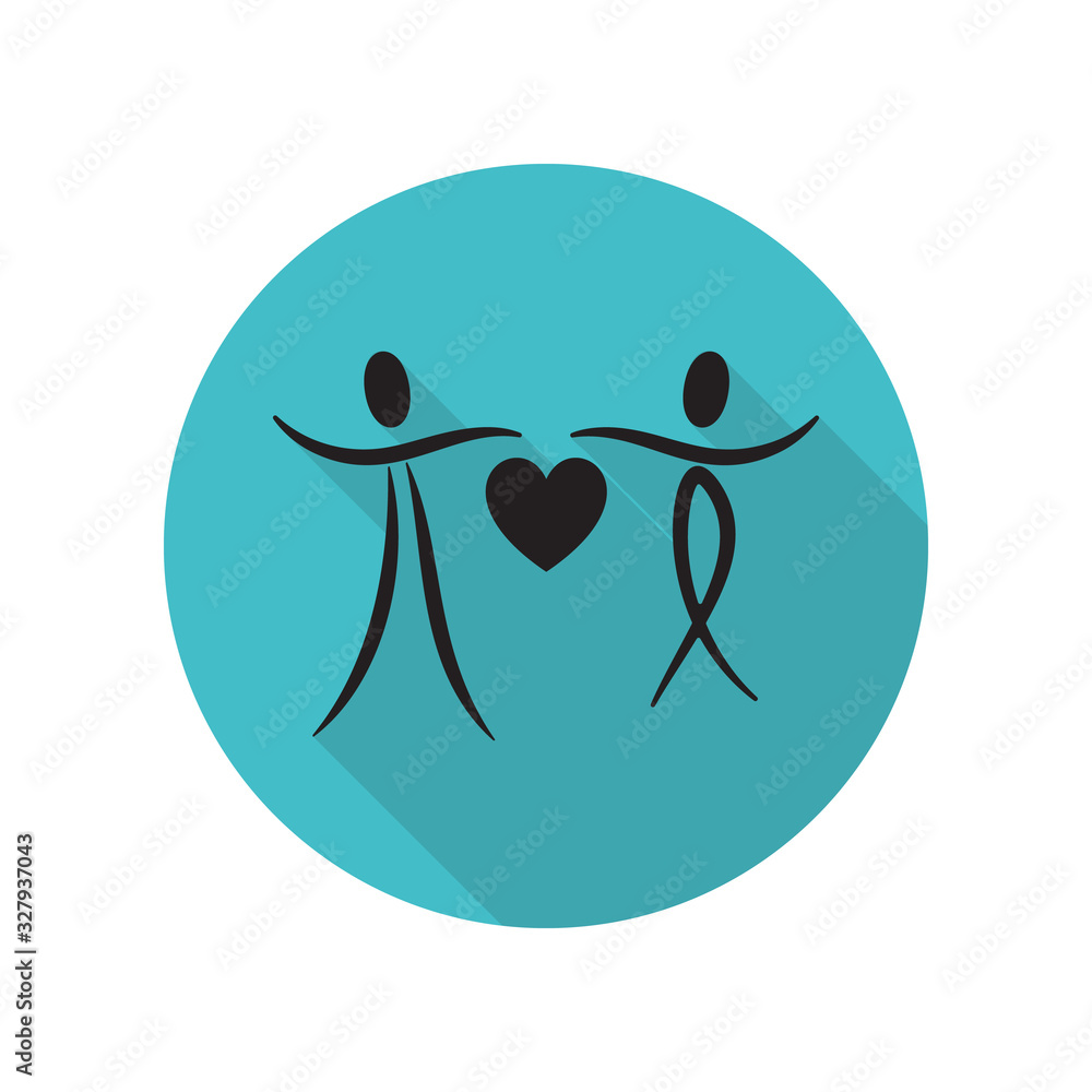 Poster loving couple with heart long shadow icon. simple glyph, flat vector of arrow icons for ui and ux, w