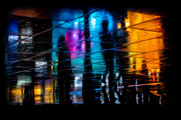 Blue Pink and Orange Silhouettes