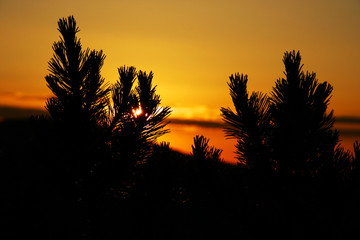 beautiful sunset in mountains