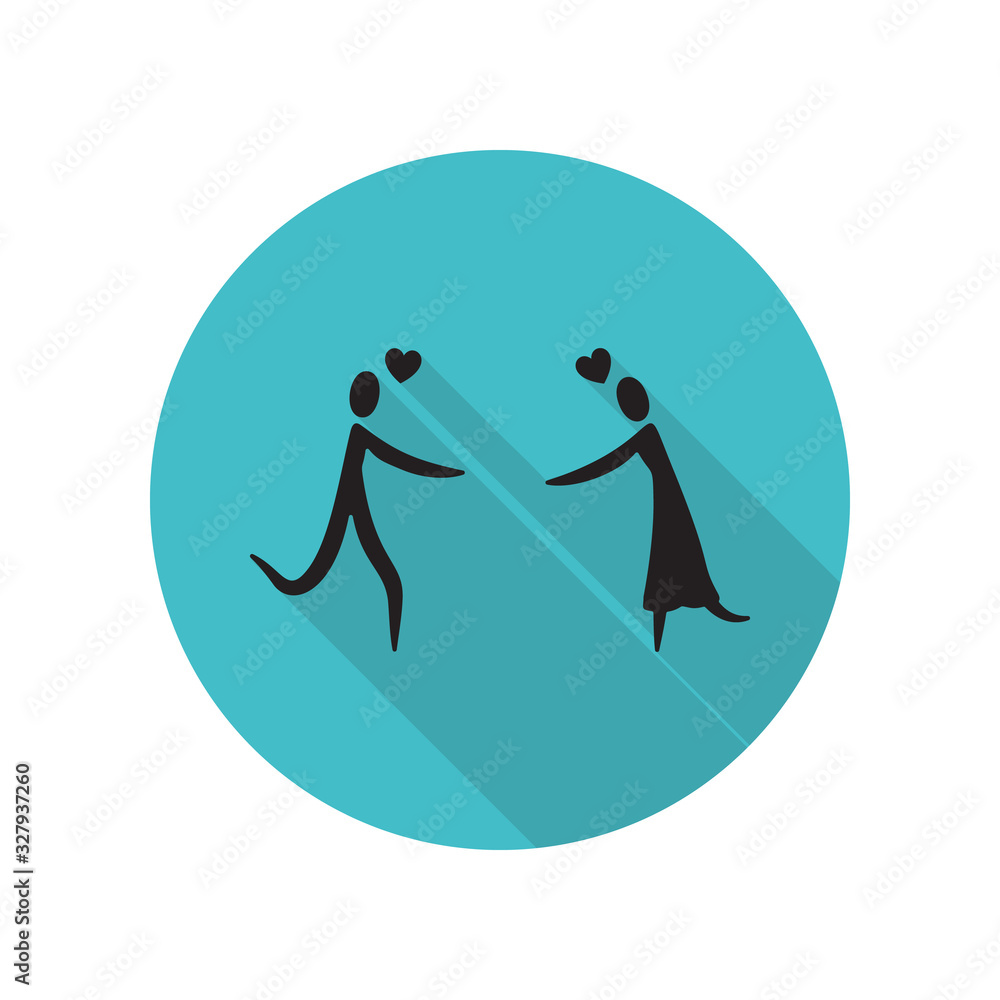 Aufkleber find a loved one long shadow icon. simple glyph, flat vector of arrow icons for ui and ux, website o