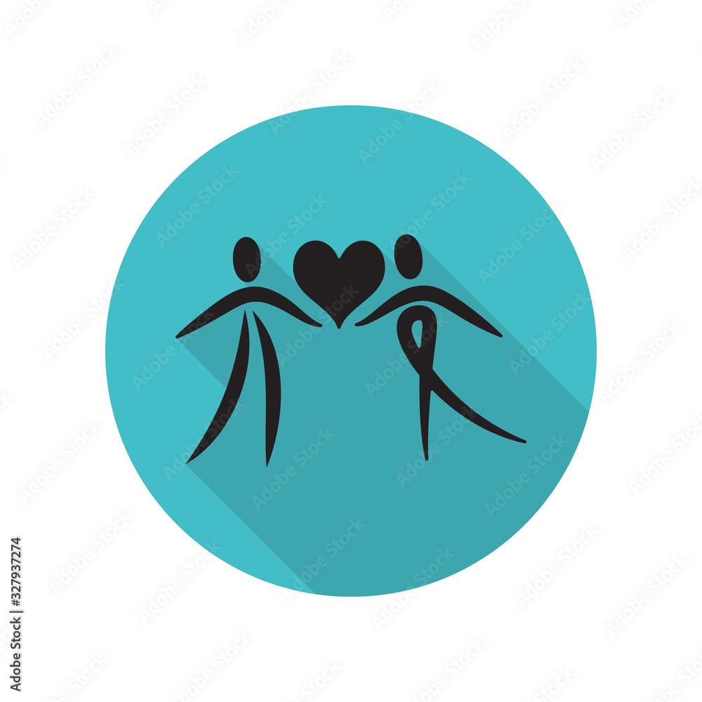 Poster loving couple with heart long shadow icon. simple glyph, flat vector of arrow icons for ui and ux, w