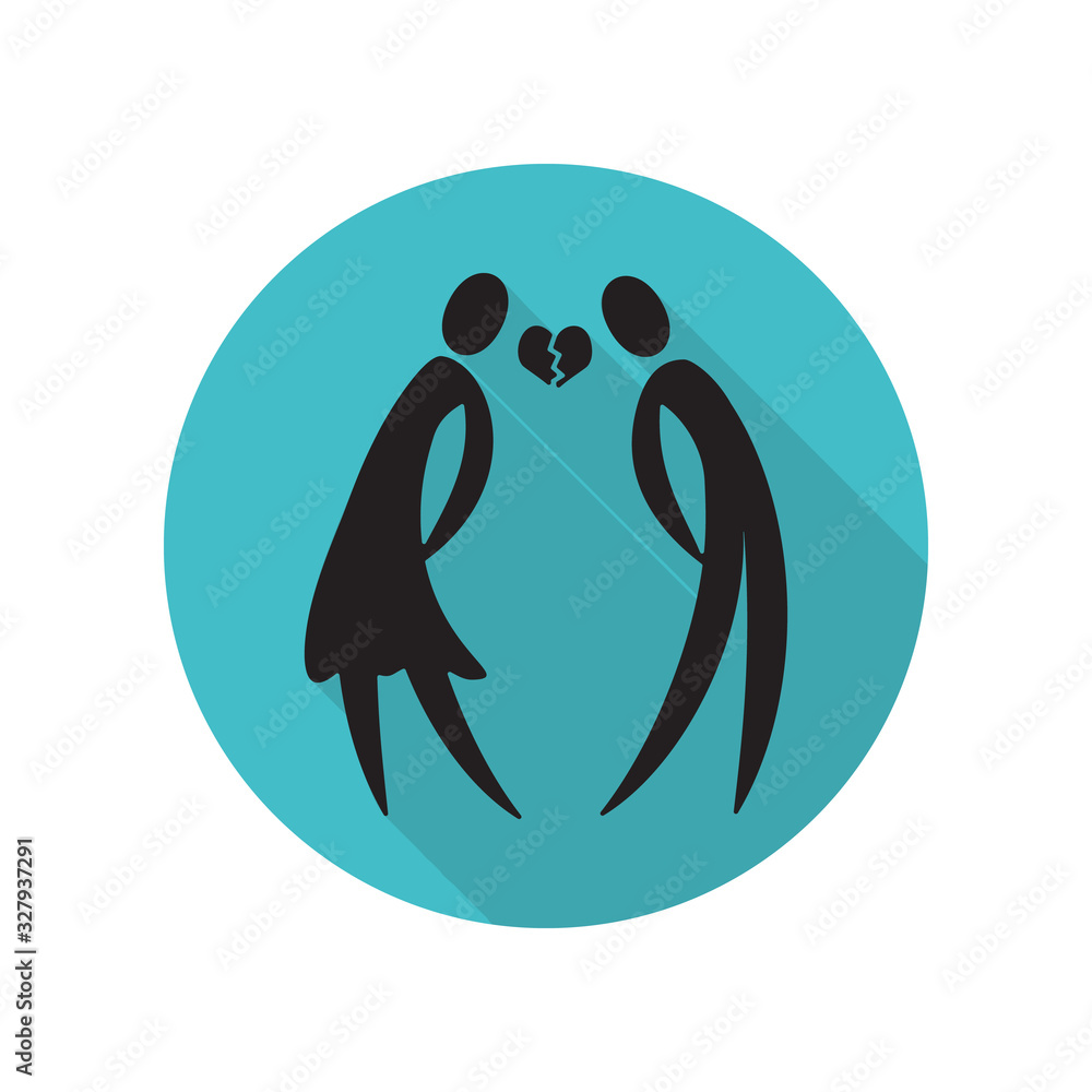 Aufkleber a couple with a broken heart long shadow icon. simple glyph, flat vector of arrow icons for ui and u