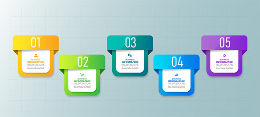 Infographics design template, 3D Business concept with 5 steps or options, can be used for workflow layout, diagram, annual report, web design.Creative banner, label vector.