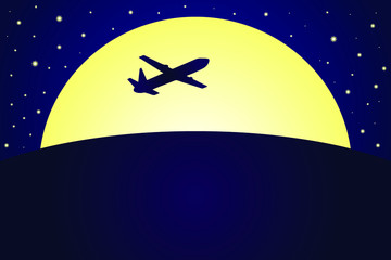 the plane flies in front of the sun. eps10 vector stock illustration