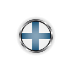 Obraz premium Abstract button with stylish metallic frame. Finland flag vector illustration