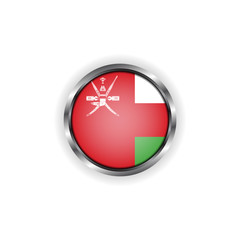 Abstract button with stylish metallic frame. Oman flag vector illustration