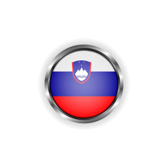 Abstract button with stylish metallic frame. Slovenia flag vector illustration