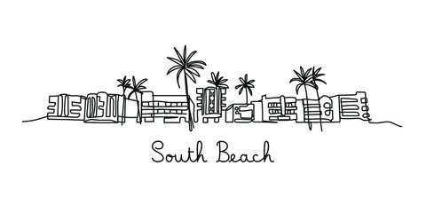 One line style South beach - Simple modern minimaistic style vector. - obrazy, fototapety, plakaty