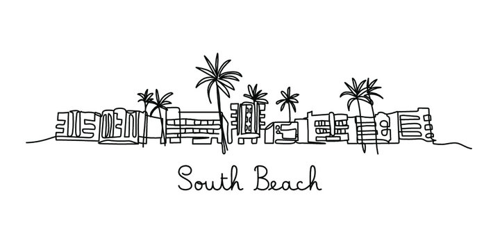One line style South beach - Simple modern minimaistic style vector.