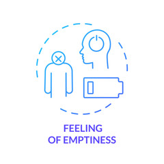 Feeling of emptiness blue concept icon. Upset and lonely. Low energy. Exhausted person. Sorrow and frustration. Burnout symptom idea thin line illustration. Vector isolated outline RGB color drawing
