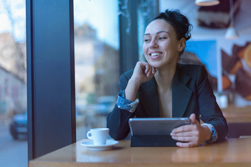 Startup Diversity Brainstorming  Concept.Pretty young Business woman celebrating for succes while...