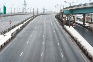 motorway. Moscow transport line. multi-lane highway