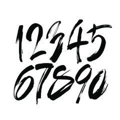 vector set of calligraphic acrylic or ink numbers. ABC for your design, brush lettering on a white background